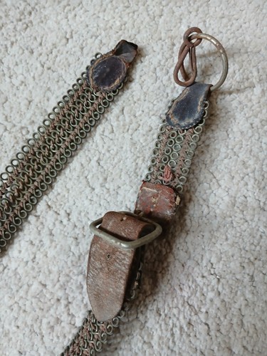 Ancienne ceinture cuir metal - ancienne,