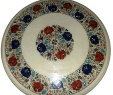 21 " Marbre Coin Fin Table Top Demi Précieux Stones Incrustation Floral Art