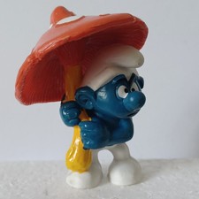Schtroumpf Schleich 20118 3A-Parasol Champignon orange -Hongkong 1979 Dark color