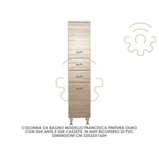 Colonne Meuble de Salle de Bain FRANCESCA Finition Orme CM 33x33x160 H 2 Ante 2