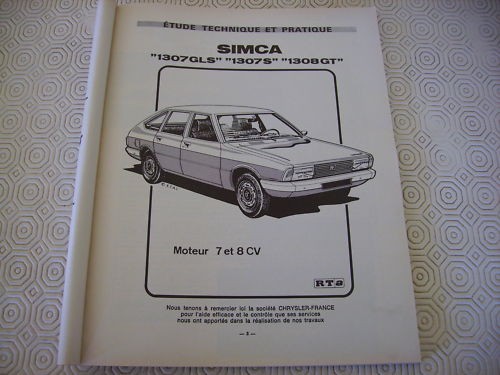 Revue technique simca 1307 - technique,