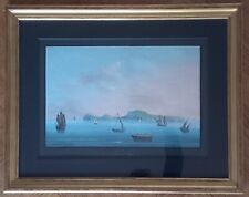 Paire de grandes Gouaches NAPOLITAINES XIXe CAPRI et PROCIDA