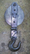 ANCIEN GRAND PALAN POULIE réa ACIER Ø15cm crochet Mobile DESIGN INDUS