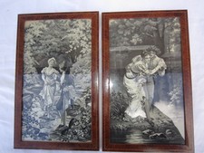 Neyret Frères Paire de tableau en soie tissée