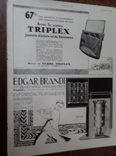 EDGAR BRANDT ferronnerie d'art 31 + verre TRIPLEX pub papier ILLUSTRATION 1928