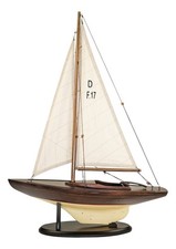 Voilier Maquette de bateau en Bois avec voile en tissu 42 x 11 cm BEIGE/MARRON