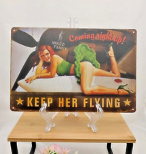 Plaque métal murale rétro pin-up avion ou voiture 30 x 20 cm