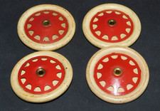 MECCANO 4 ROUES EN TOLE ROUGE BEIGE 6,4 CM ORiGINAL MECCANO AVEC VISSERIES 187