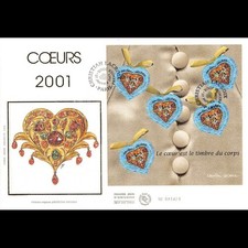 FDC GF soie - Bloc coeurs 2001