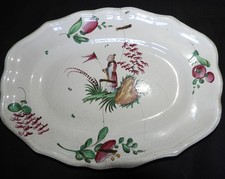 Faïence de l'est 18-19ème - Plat ovale - Décor au CHINOIS