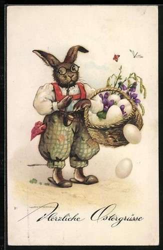 Carte postale lapin pâques - carte,