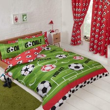Football Rouge Double Housse de Couette Et Taie Set + Rideaux Assortis 137cm
