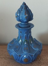 flacon à parfum ancien XIX en opaline Bleue Baccarat 