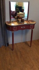 Coiffeuse console miroir  Anglaise? années 50? couleur bordeaux 1 tiroir