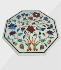 30 " Café Marbre Table Top Handmade Demi Précieux Pierres Floral Art Décor