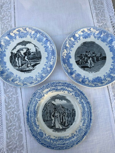 Assiettes parlantes 19eme - , gien