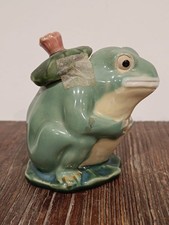 RARE Barbotine Pot a moutarde confiture ancien zoomorphe figuratif grenouille🐸