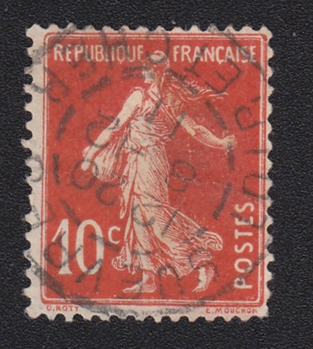 Semeuse fond plein 10c rouge