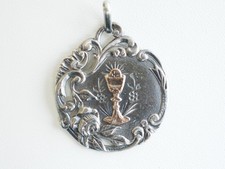 MEDAILLE RELIGIEUSE ANCIENNE ARGENT MASSIF ANTIQUE SILVER RELIGIOUS MEDAL 2,5CM
