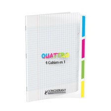 [400026555] Conquérant Cahier Polypro 4 en 1, 240 x 320 mm seyès 140 Pages 90g