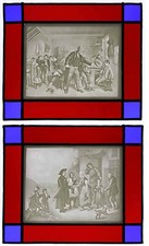 PAIRE de LITHOPHANIES vitrail