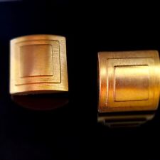 Clips Vintage Modernistes 80's Helena Rubinstein Métal Doré Brossé Signés 25mm