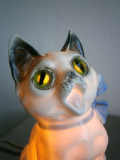 Veilleuse Chat Porcelaine fine Yeux sulfure 1930 Céramique Art Déco Ancien