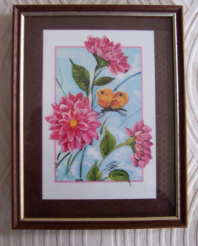 Cadre gravure thème floral - gravure,