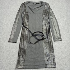 Sportalm Robe Femmes Taille 36 - S GRIS Stretch Jersey Tie Léopard Col Bénitier