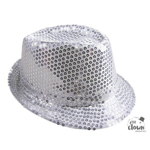 Chapeau paillettes argent - à,