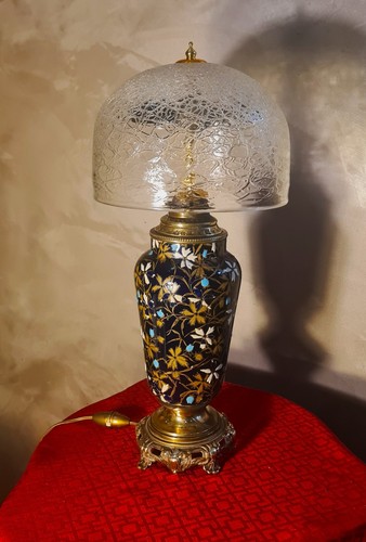 Lampe faïence style gien - lampe,