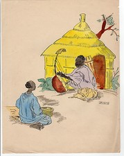 Musicien Afrique Aquarelle