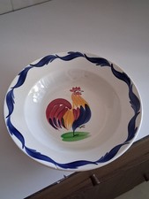 Grande assiette creuse  au coq en faïence  Gien