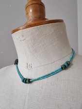 VINTAGE COLLIER HEISHI TURQUOISE VERITABLE BOHEME BOHO BOHEMIAN STYLE