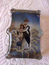 ?️ Ancien tableau religieux sous verre bombé – Vierge à l’Enfant – fin XIXe