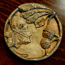 Ancien CENDRIER/VIDE POCHE bronze Décor  "châtaigner " M.Arvisenet  Epoque 1900