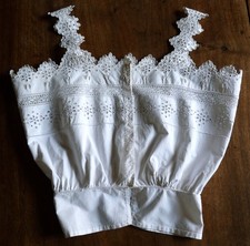 Cache corset ancien en broderie anglais entièrement fait main dentelle état neuf