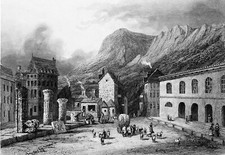 Parc Naturel des Volcans d'Auvergne: MONT-DORE les BAINS - Gravure du 19e siècle