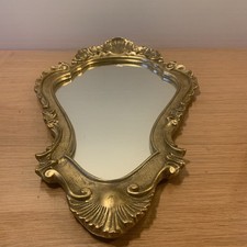 Miroir baroque bois et stuc doré style Louis XV - 37 x 64 cm