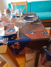 Nappe rectangulaire Coton ciré imprimé Wax 250 x 160 cm 4/6 places