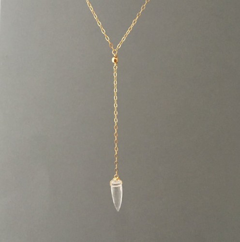 Clear quartz spike - quartz, gold