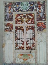 ART NOUVEAU VITRAIL GRAVURE