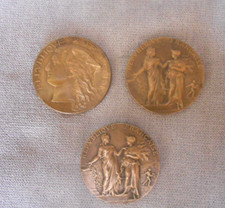 3 Médailles plaques anciennes Concours Agricoles en BRONZE  1901 1902 1905
