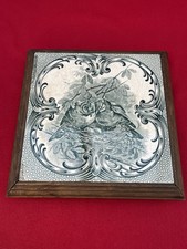 Ancien Dessous de Plat Saint-Amand & Hamage Céramique Bois Repose Plat Oiseaux