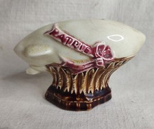 Ancienne tirelire à casser en barbotine d'Onnaing, ballon, Zeppelin