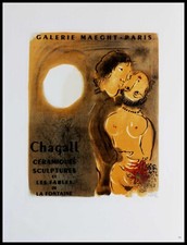 Marc CHAGALL : Céramiques sculptures Galerie Maeght, lithographie signée 1959