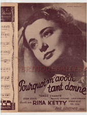 WW2 RINA KETTY 1939 PARTITION POUR M'AVOIR TANT DONNÉ SYAM VIAUD CAÏRONE FERRARI