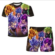 Ensemble Dragon Ball T-shirt Et Short Goku Végéta Broly Cosplay Mode Été 2025