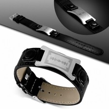 Bracelet homme cuir PVC noir