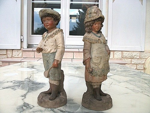 Rare paire statues sculptures - paire,